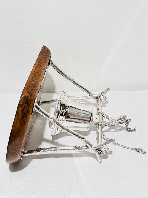 ANTIQUE SILVER PLATED AND OAK DINNER BELL C1890 - ADDITIONAL PHOTO 7