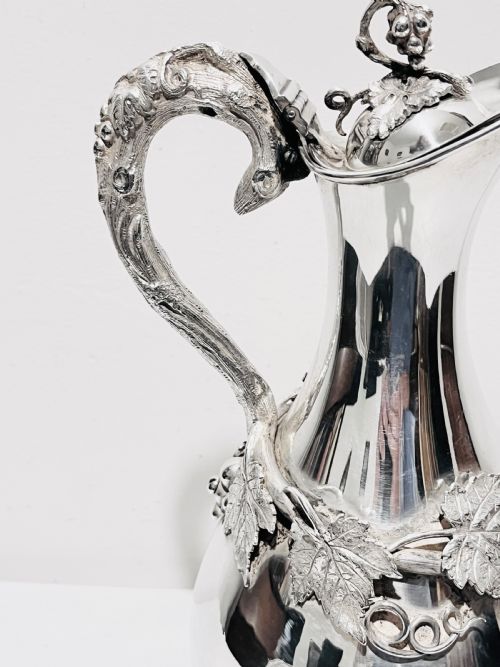 UNUSUAL ANTIQUE SILVER PLATED CLARET JUG C1870 - ADDITIONAL PHOTO 2