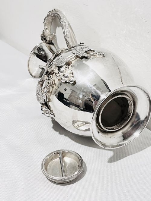 UNUSUAL ANTIQUE SILVER PLATED CLARET JUG C1870 - ADDITIONAL PHOTO 6
