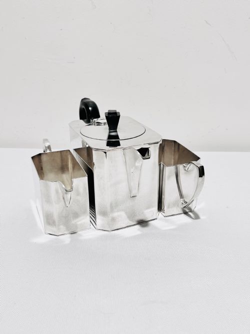 ART DECO SILVER PLATED TEA SET WITH ORIGINAL MATCHING TRAY C1920 - ADDITIONAL PHOTO 5