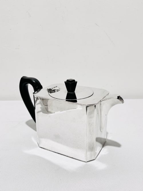ART DECO SILVER PLATED TEA SET WITH ORIGINAL MATCHING TRAY C1920 - ADDITIONAL PHOTO 7