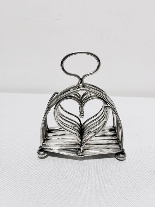 ANTIQUE SILVER PLATED EXPANDING HEARTS TOAST RACK BY ASPREY C1900 - ADDITIONAL PHOTO 2