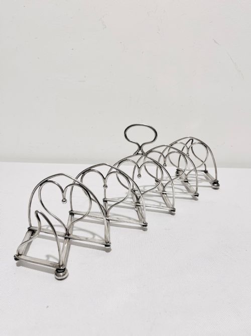 ANTIQUE SILVER PLATED EXPANDING HEARTS TOAST RACK BY ASPREY C1900 - ADDITIONAL PHOTO 4