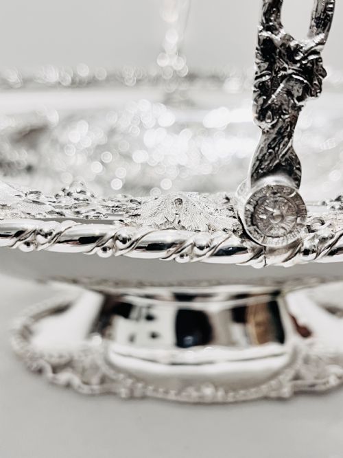 ANTIQUE SILVER PLATED BASKET BY MARTIN HALL CO C1880 - ADDITIONAL PHOTO 4
