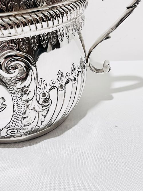 NOVELTY ANTIQUE SILVER PLATED WINE COOLER BY ELKINGTON CO C1880 - ADDITIONAL PHOTO 5