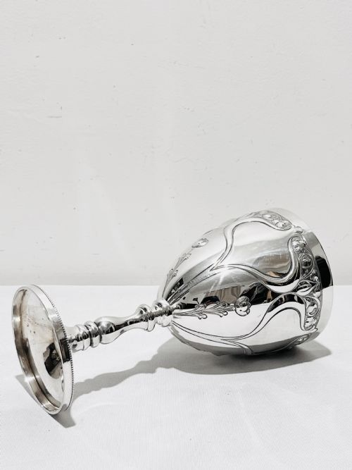 ART NOUVEAU SOLID SILVER GOBLET HALLMARKS FOR SHEFFIELD 1908 BY COOPER BROTHERS SONS - ADDITIONAL PHOTO 3