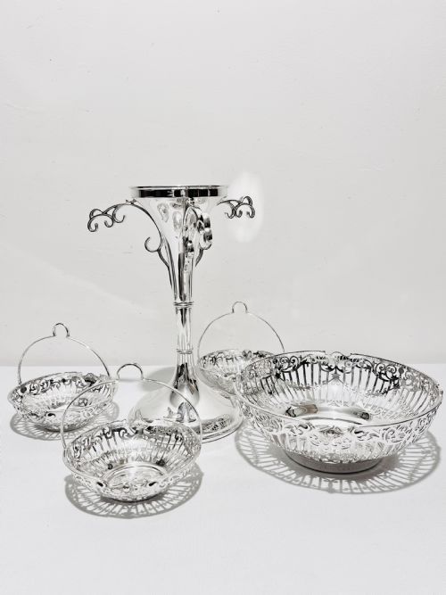 ANTIQUE SILVER PLATED EPERGNE C1900 BRITISH MADE - ADDITIONAL PHOTO 1