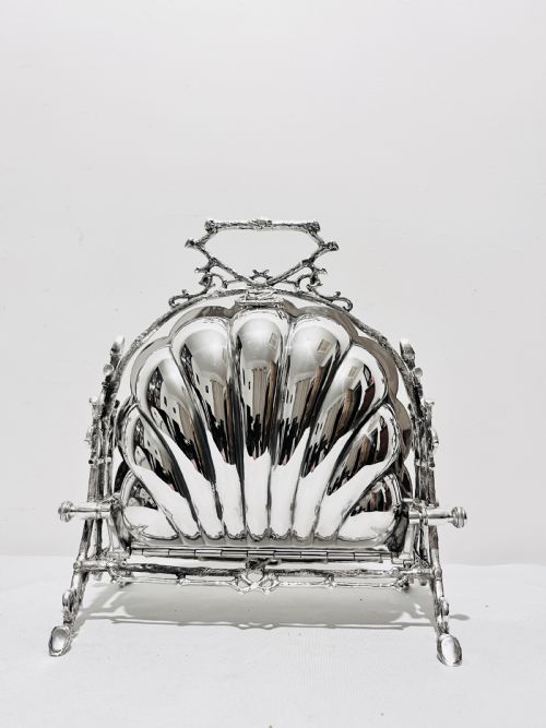 antique silver plated folding biscuit box or warmer by fenton bros c1880 - CATEGORY: ANTIQUE SILVER - DATED 1880