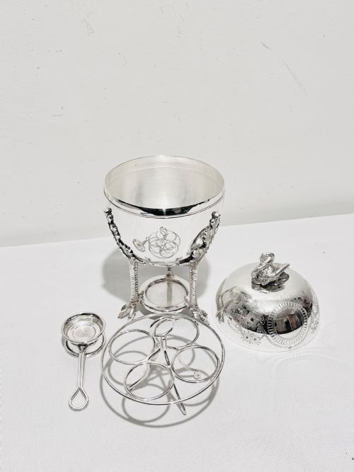ANTIQUE SILVER PLATED EGG BOILER OR CODDLER BY MAPPIN WEBB C1880 - ADDITIONAL PHOTO 4