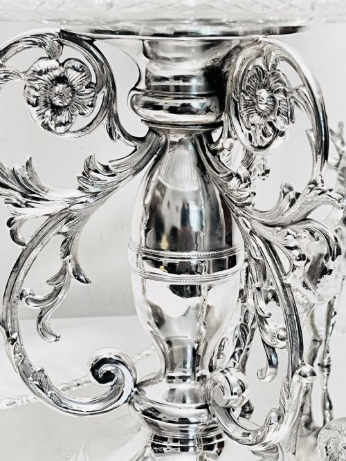 ANTIQUE SILVER PLATED CENTREPIECE WITH STAGS BY JAMES DIXON SONS C1880 - ADDITIONAL PHOTO 6