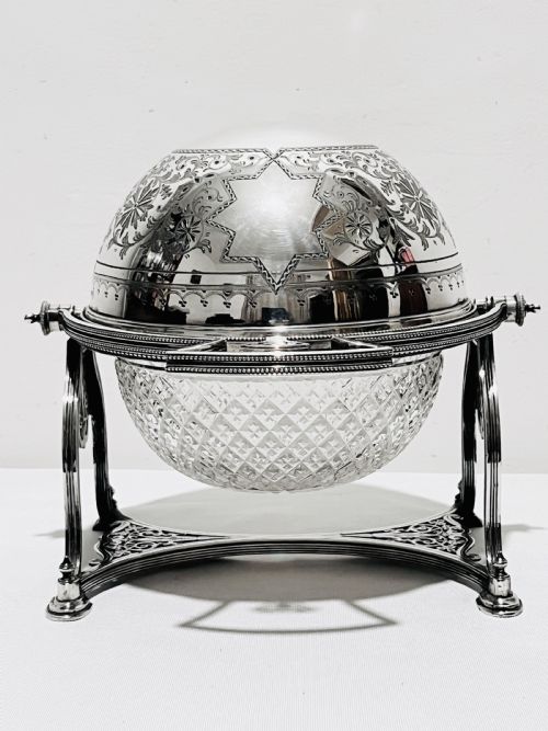 antique silver plated and cut glass biscuit box c1870 by cooper bros of sheffield - CATEGORY: ANTIQUE SILVER - DATED 1870