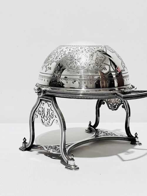 ANTIQUE SILVER PLATED AND CUT GLASS BISCUIT BOX C1870 BY COOPER BROS OF SHEFFIELD - ADDITIONAL PHOTO 9