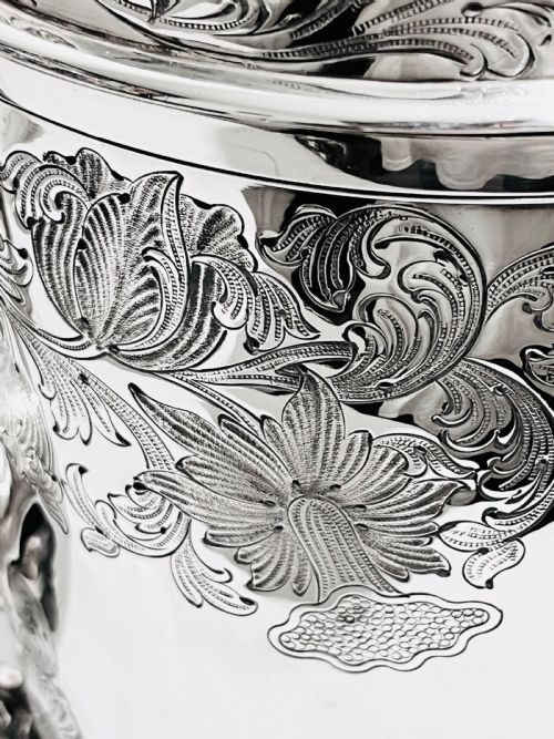 LARGE ANTIQUE SILVER PLATED PEG TANKARD C1880 BY THOMAS BRADBURY SONS - ADDITIONAL PHOTO 6