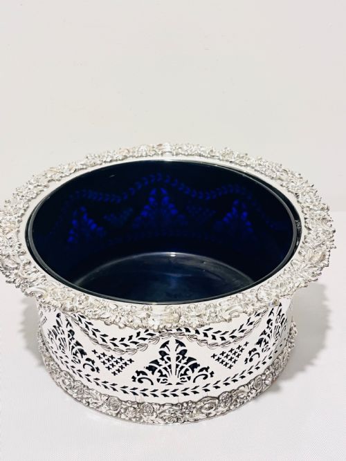 LARGE ANTIQUE SILVER PLANT HOLDER OR COASTER C1880 - ADDITIONAL PHOTO 2
