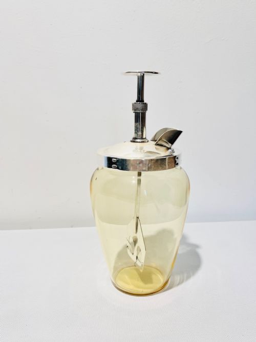 vintage pump action cocktail mixer c1930 glass is unusual in that its yellow - CATEGORY: ANTIQUE GLASS - DATED 1930