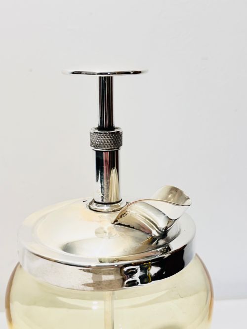 VINTAGE PUMP ACTION COCKTAIL MIXER C1930 GLASS IS UNUSUAL IN THAT ITS YELLOW - ADDITIONAL PHOTO 3