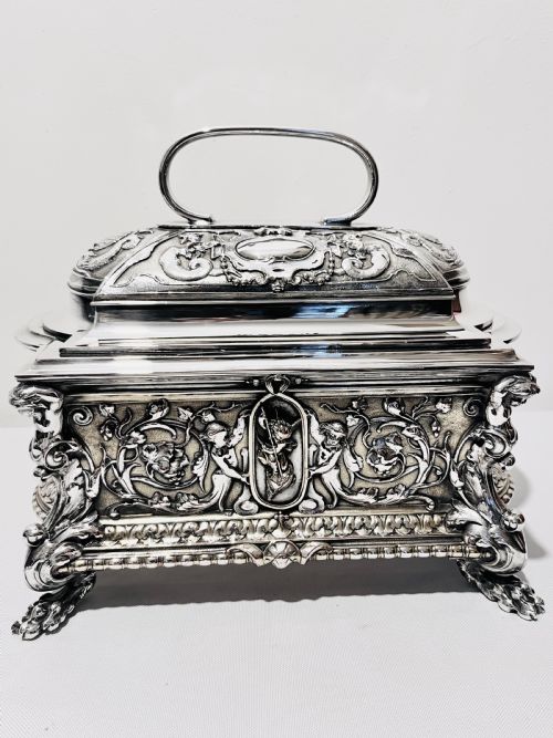 large antique silver plated jewellery casket by elkington company - CATEGORY: ANTIQUE SILVER - DATED 1870
