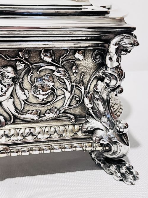 LARGE ANTIQUE SILVER PLATED JEWELLERY CASKET BY ELKINGTON COMPANY - ADDITIONAL PHOTO 3
