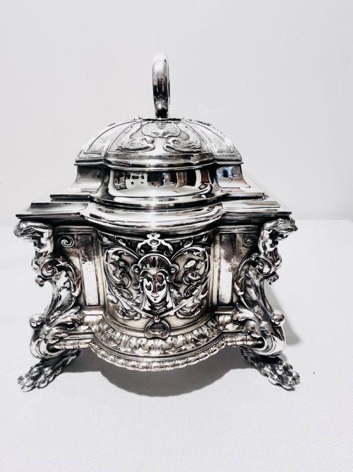 LARGE ANTIQUE SILVER PLATED JEWELLERY CASKET BY ELKINGTON COMPANY - ADDITIONAL PHOTO 4