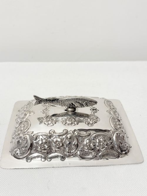 ANTIQUE SILVER PLATED SARDINE DISH C1880 - ADDITIONAL PHOTO 5