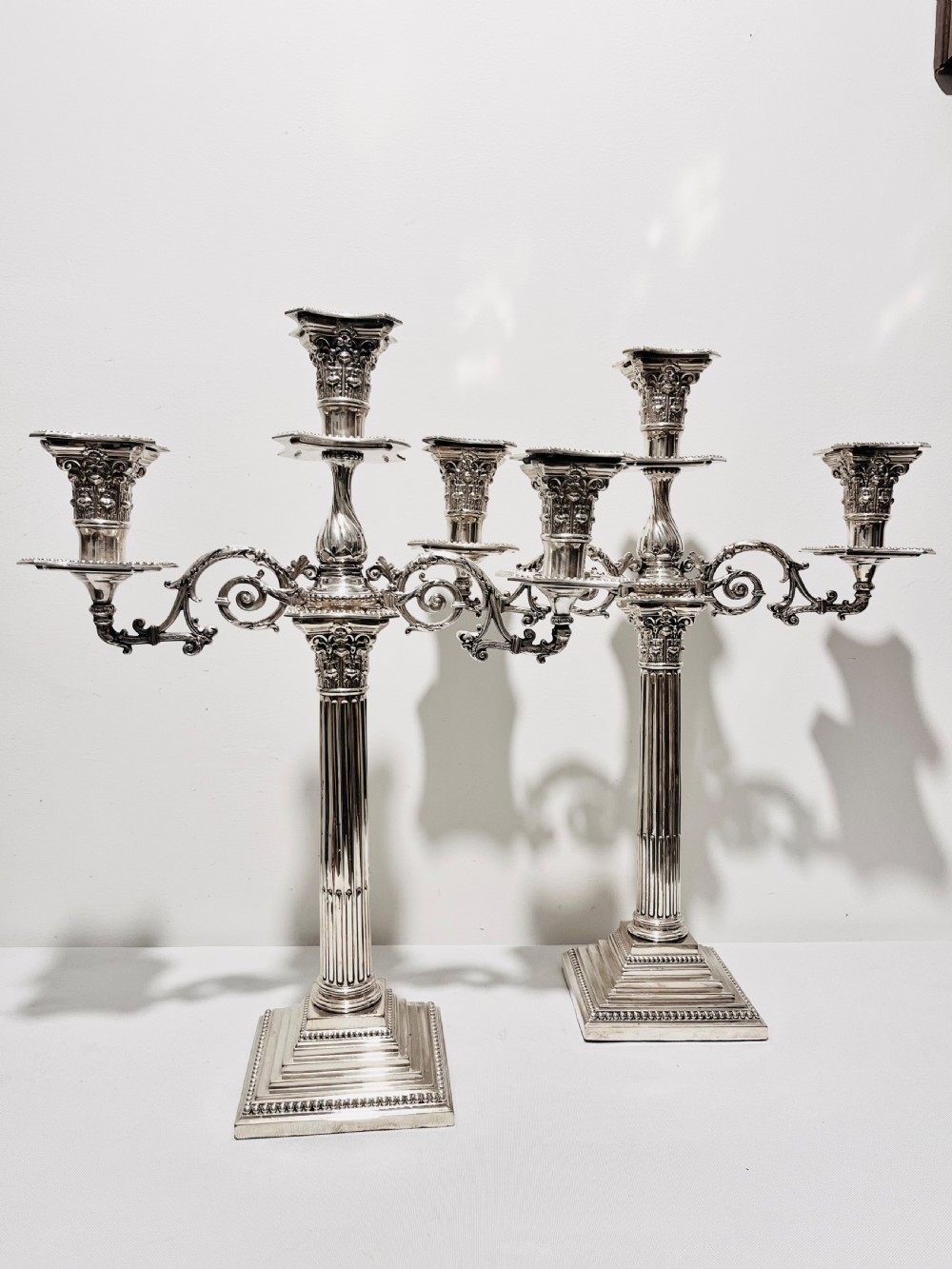 Pair of antique silver plated candelabra c1880 by F Green & Sons of Sheffield