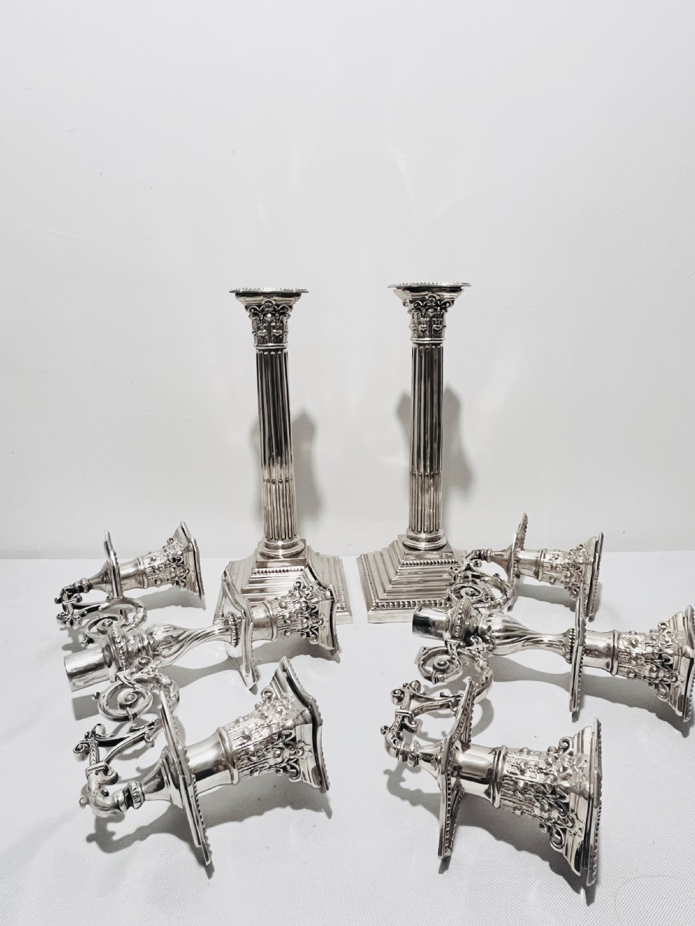 Pair of antique silver plated candelabra c1880 by F Green & Sons of Sheffield View IV