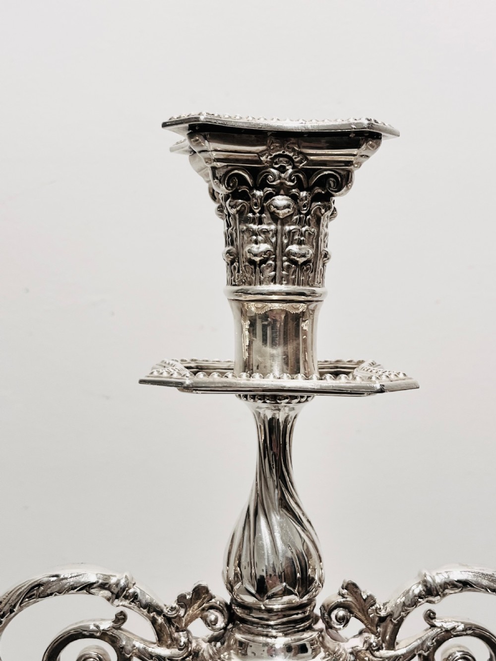 Pair of antique silver plated candelabra c1880 by F Green & Sons of Sheffield View VI