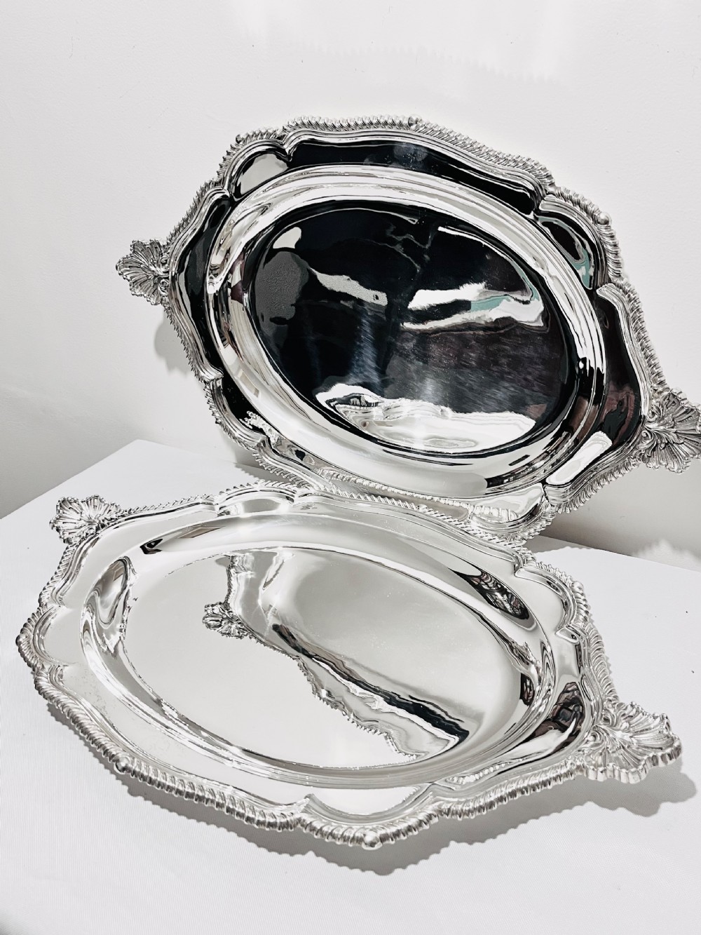 Victorian silver plated serving trays by Elkington & Co c1880 View III