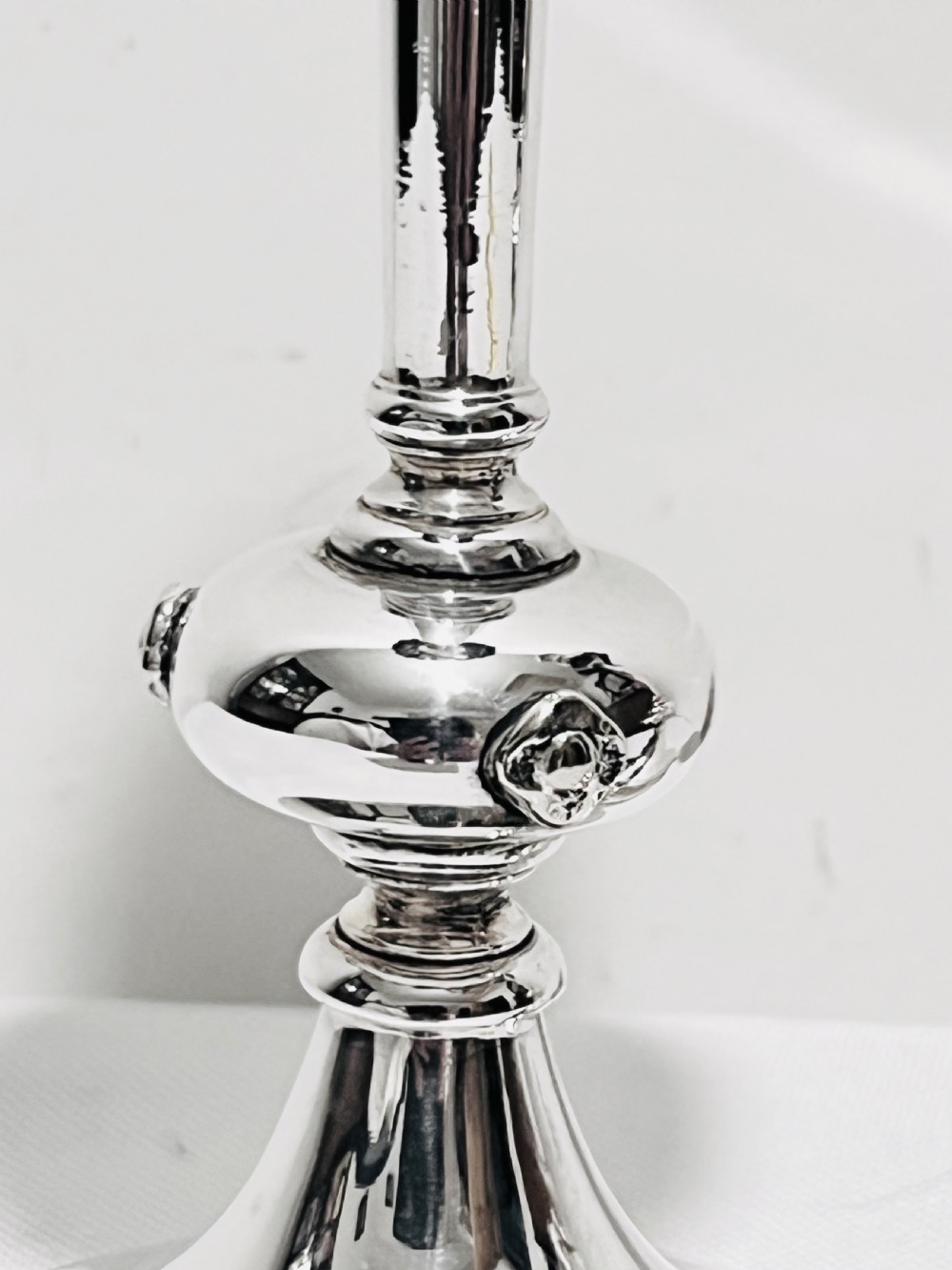 Stylish pair of Arts & Craft candlesticks by John Round c1900 View V