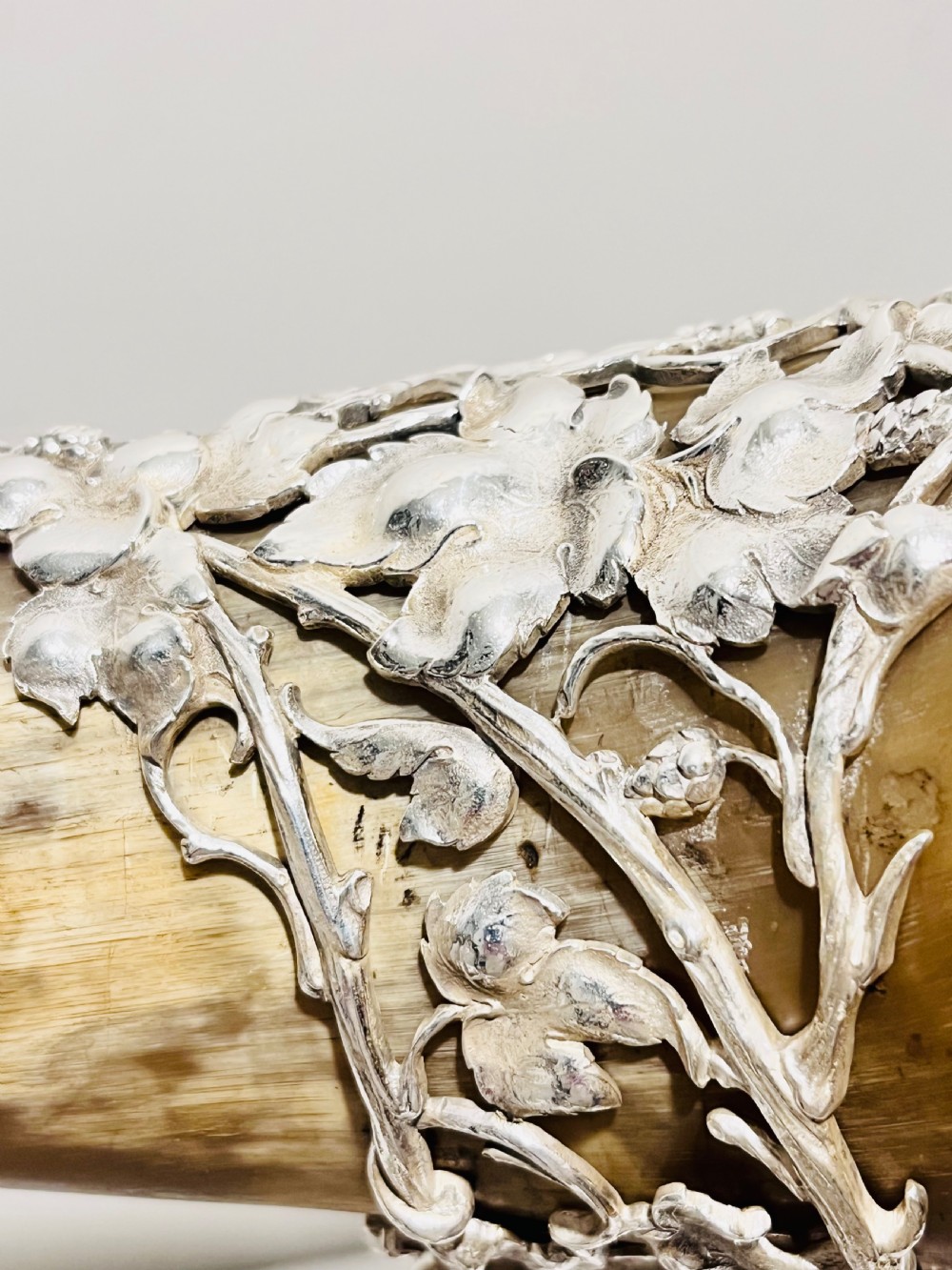 Enormous antique silver plated & cow horn table decoration c1880 View V