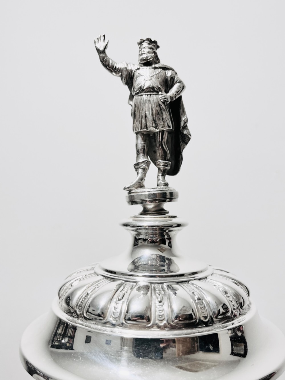 Enormous antique silver plated & cow horn table decoration c1880 View VI