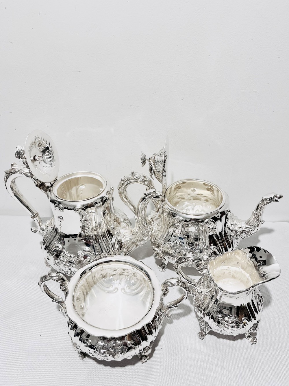 Antique silver plated 4 piece tea & coffee set by Elkington & Company c1880 View II