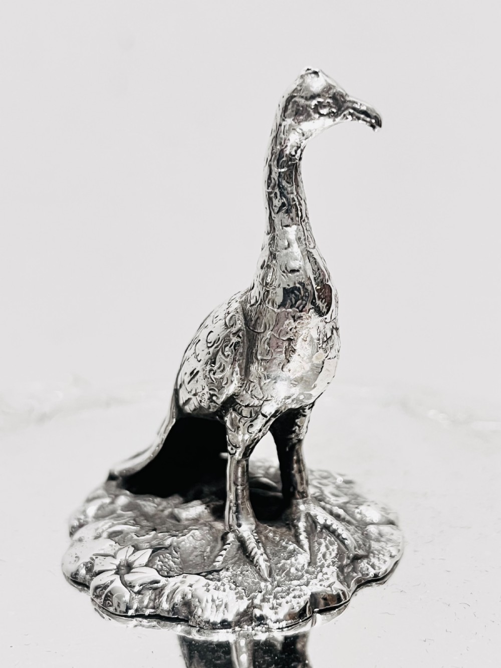 Antique silver plated & glass biscuit box c1880 with possibly a pheasant bird finial. View IV