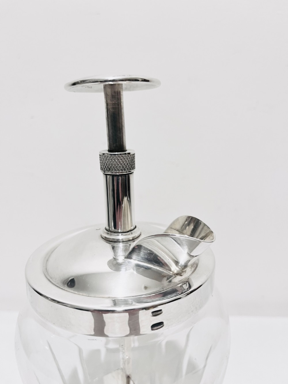 Silver plated & glass pump action cocktail mixer c1930 View II