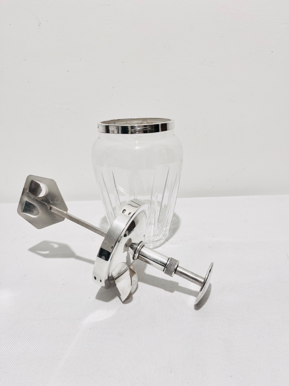 Silver plated & glass pump action cocktail mixer c1930 View III