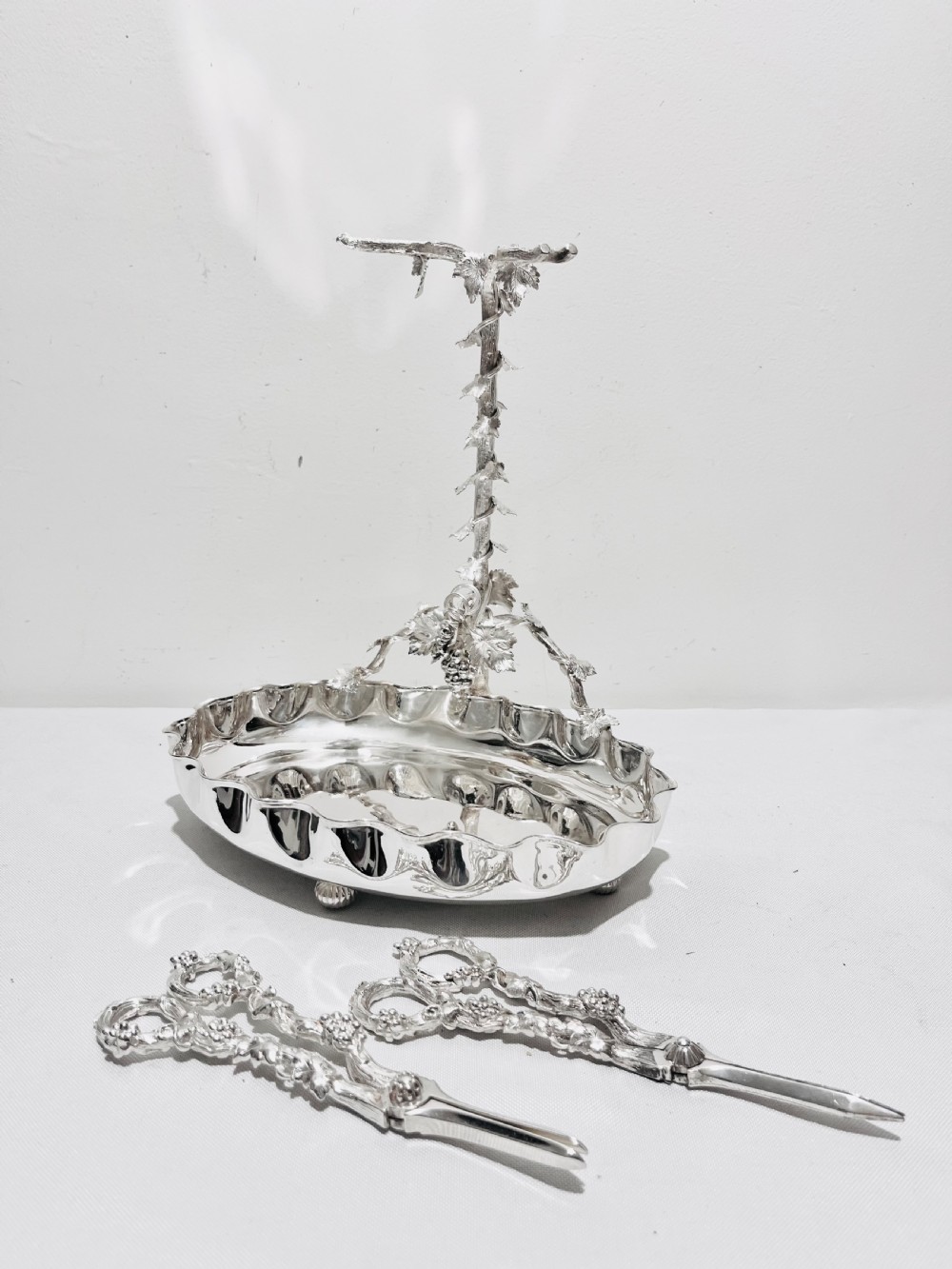 Antique silver plated grapes stand by Mappin & Webb c1880 View II