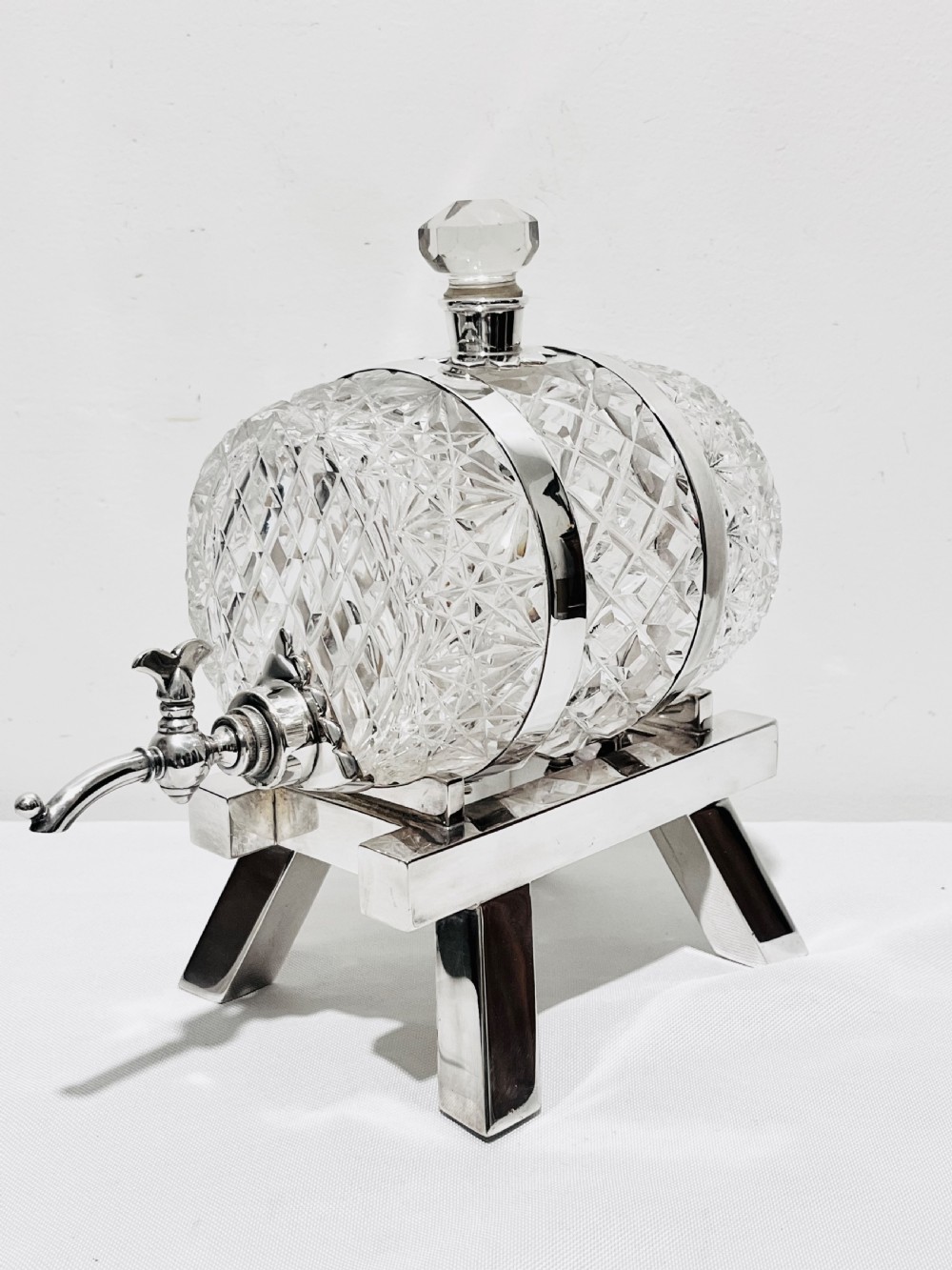 Antique silver plated and cut glass brandy barrel c18890 by John Grinsell & Sons