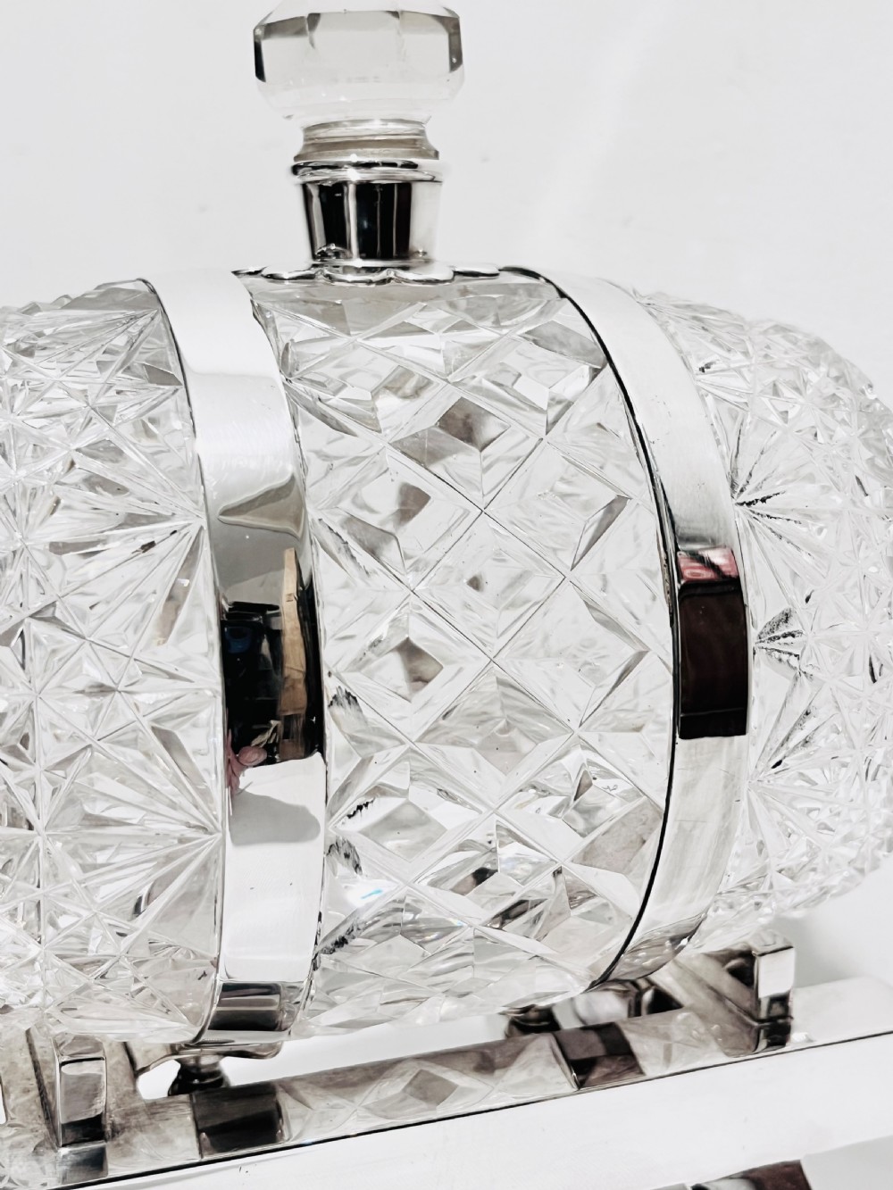Antique silver plated and cut glass brandy barrel c18890 by John Grinsell & Sons View II