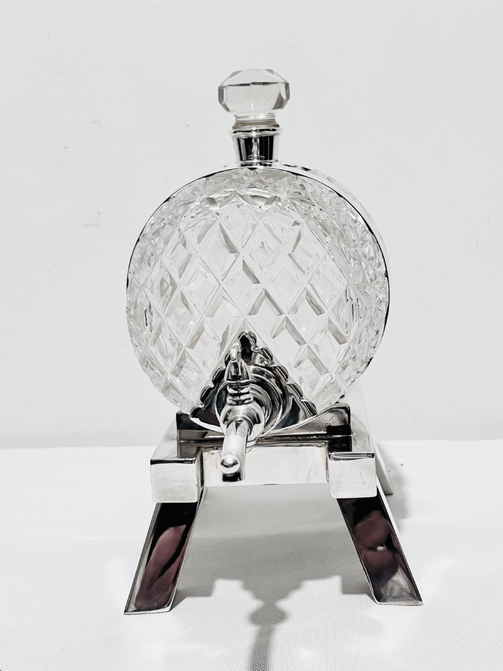 Antique silver plated and cut glass brandy barrel c18890 by John Grinsell & Sons View V