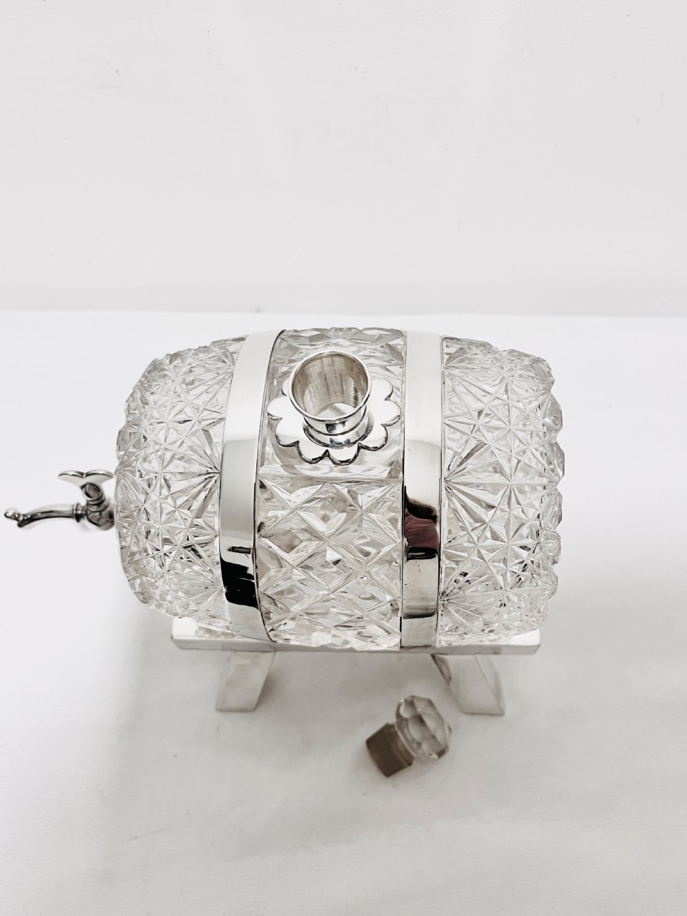 Antique silver plated and cut glass brandy barrel c18890 by John Grinsell & Sons View VI