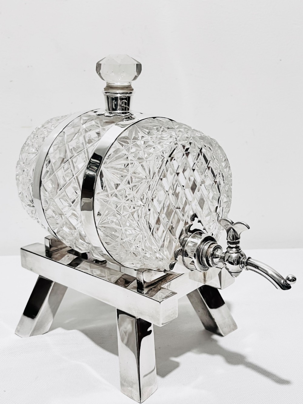 Antique silver plated and cut glass brandy barrel c18890 by John Grinsell & Sons View VII