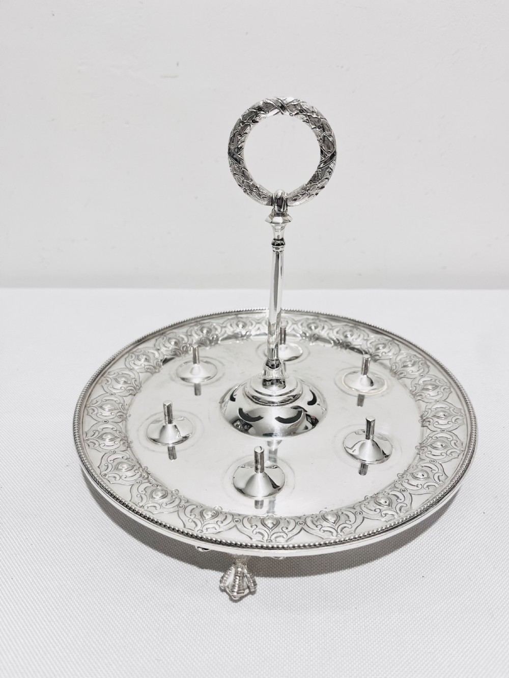 Antique silver plated 6 egg cruet c1880 by William Hutton & Sons View III
