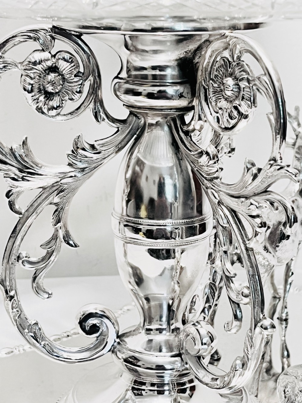Antique silver plated centrepiece with stags by James Dixon & Sons c1880 View VII
