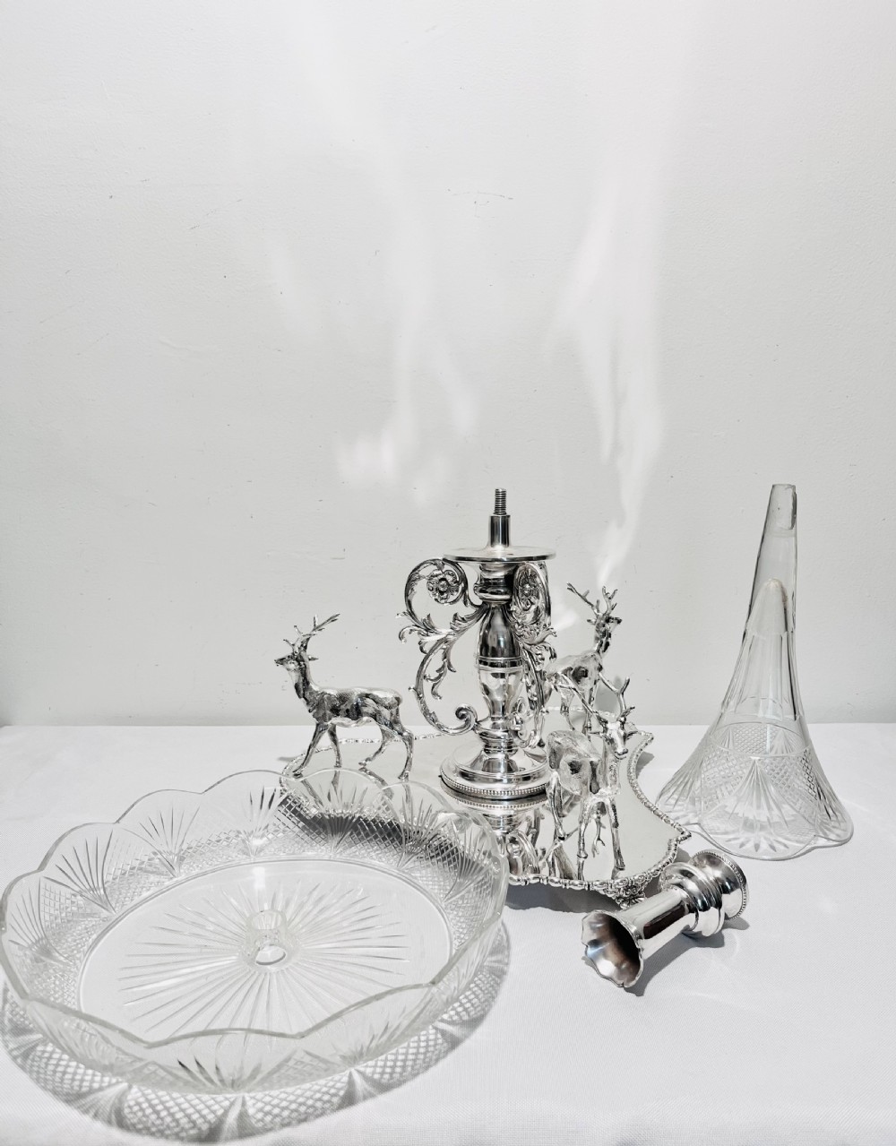 Antique silver plated centrepiece with stags by James Dixon & Sons c1880 View VIII