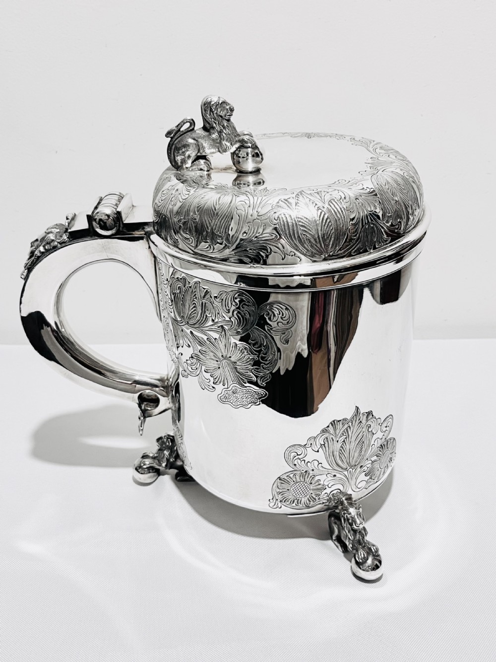 Large antique silver plated peg tankard c1880 by Thomas Bradbury & Sons