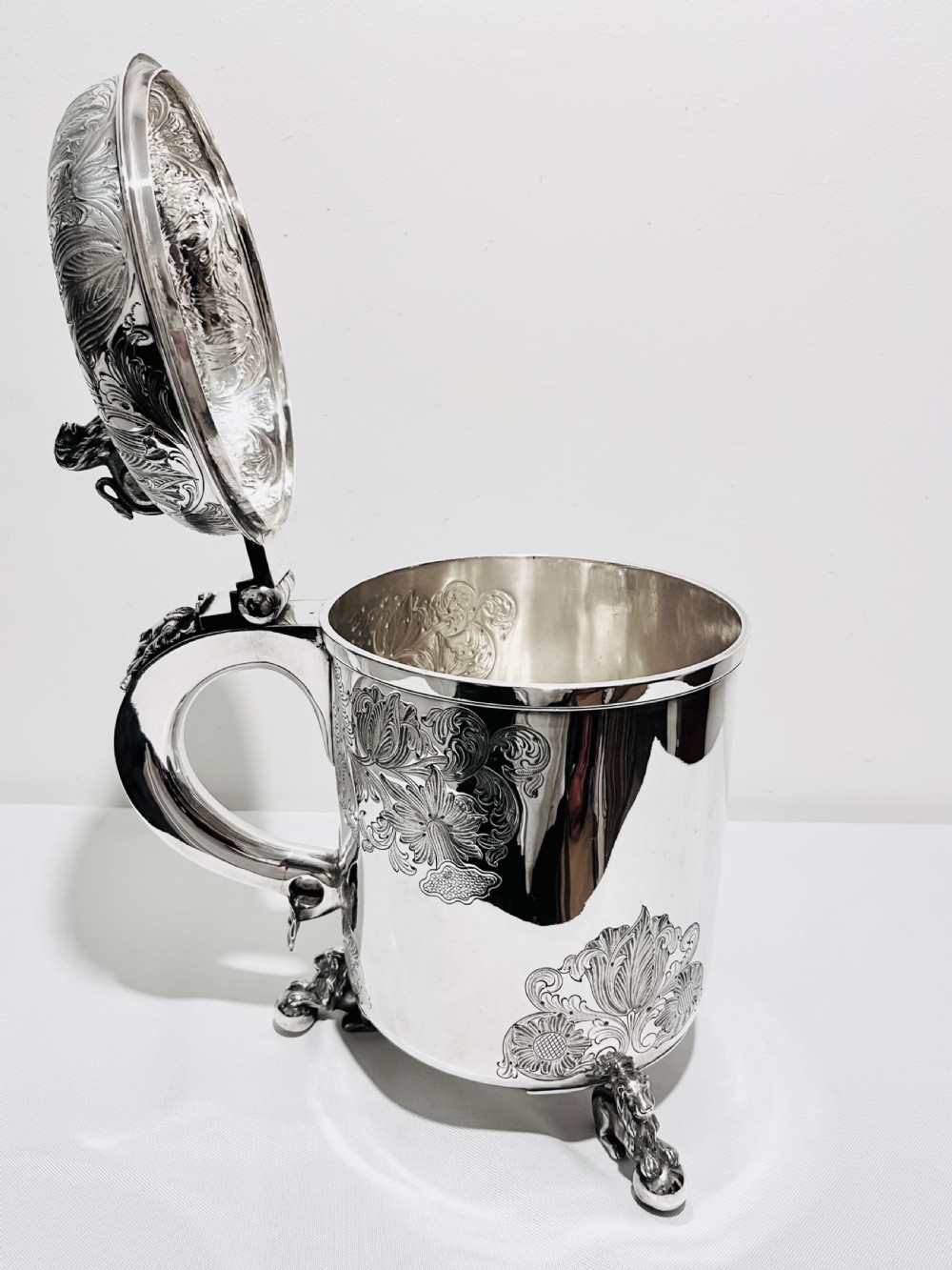 Large antique silver plated peg tankard c1880 by Thomas Bradbury & Sons View X