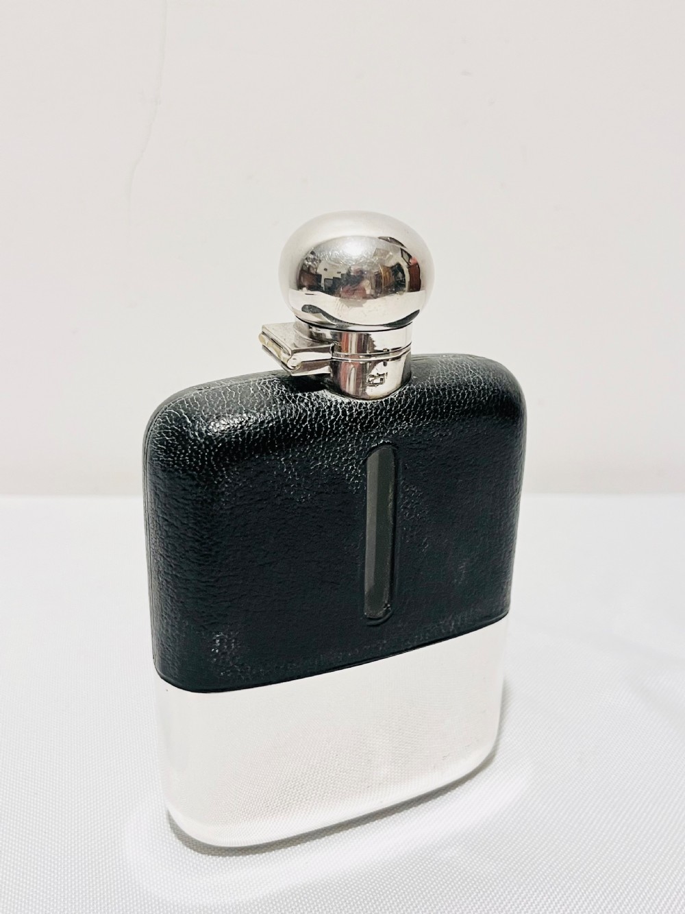 Antique silver plated & leather bound hip flask c1900 by James Dixon & Sons