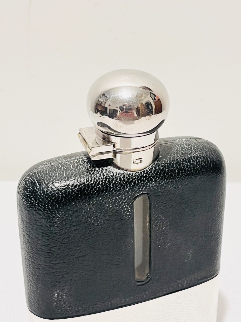 Antique silver plated & leather bound hip flask c1900 by James Dixon & Sons View IV