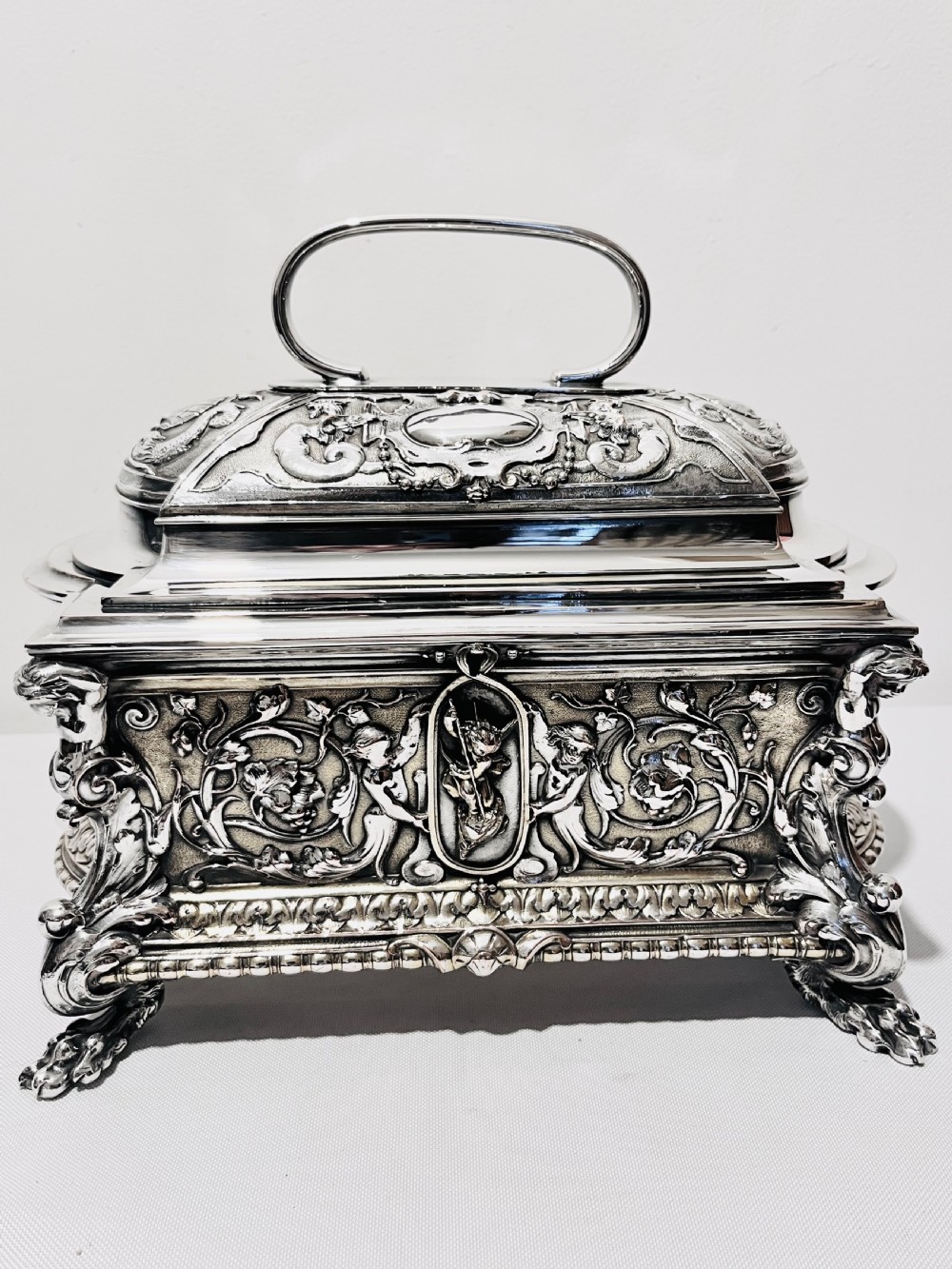 Large antique silver plated jewellery casket by Elkington & Company