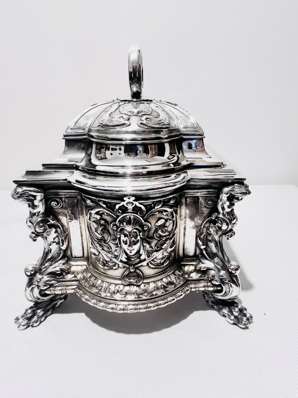 Large antique silver plated jewellery casket by Elkington & Company View V